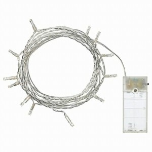 IKEA イケア LEDライトチェーン 全12球 室内用 電池式 シルバーカラー m10421024 LEDFYR レードフィール