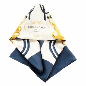 中古 エルメス スカーフ カレ90 レディース BRIDES de GALA ネイビー HERMES