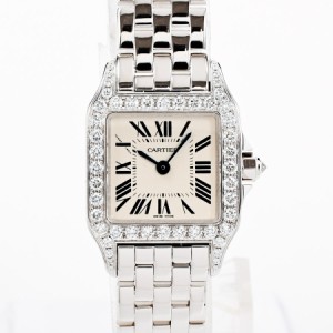 カルティエ サントスドゥモアゼルSM 腕時計 WF9003Y8  ホワイト レディース 中古A品