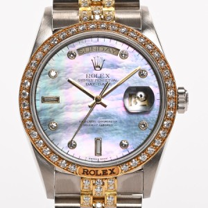 ロレックス デイデイト 腕時計 18129A BIC 9番 ブルーシェル メンズ 中古A品