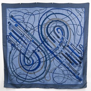 エルメス カレ140 スカーフ カシミア  ブルー ユニセックス 中古A品