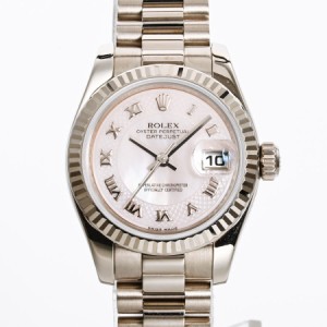 ロレックス デイトジャスト 腕時計 179179NDR ランダム品番 ホワイトシェル レディース 中古A品
