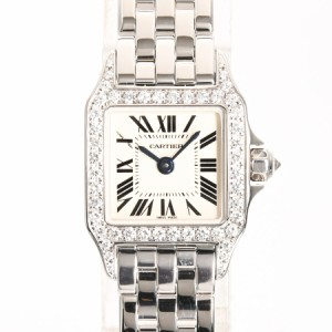 カルティエ ミニサントスドゥモアゼル 腕時計 WF9005Y8  ホワイト レディース 中古A品