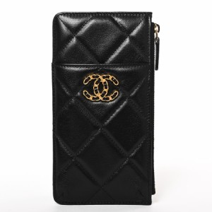 シャネル CHANEL19フォンカードケース ケース ラムスキン  ブラック レディース  中古SA品