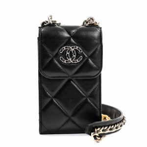 シャネル CHANEL19フォンケース ケース ラムスキン AP1773 ブラック レディース  中古AB品