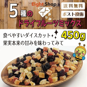 ドライフルーツ ミックス 1000円 ぽっきり 5種 中国産不使用 450g 送料無料 パイン パパイヤ メロン レーズン クランベリー おやつ おつ