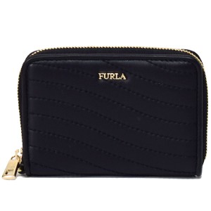 フルラ コンパクト財布 FURLA カーフレザー スイング キルティング ジップ コンパクト ミニ 財布 ブラック 1046771