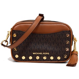 マイケルコース バッグ MICHAEL KORS コーティングキャンバス レザー モノグラム スタッズ ロゴ タッセル コンバーチブル 3WAY クロスボ