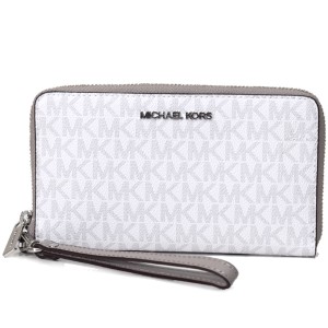 マイケルコース 財布 MICHAEL KORS PVC レザー ジェット セット トラベル モノグラム ミディアム ジップ アラウンド フォン ホルダー リ