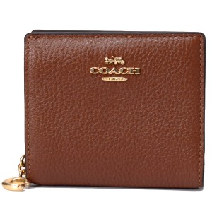 コーチ 財布 COACH ぺブルレザー ロゴチャーム スナップ ウォレット 二つ折り 財布 レッドウッド coach2862