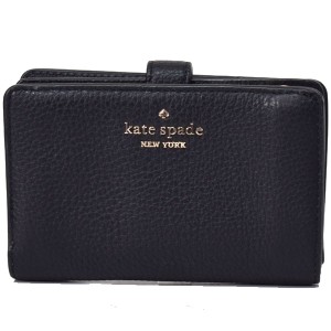 ケイトスペード 財布 katespade レザー レイラ ロゴ ミディアム バイフォールド ウォレット 二つ折り コンパクト財布 ブラック WLR00394