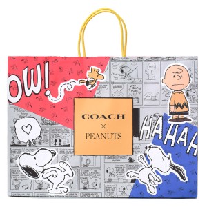 コーチ 紙袋 COACH ピーナッツ コラボ スヌーピー プリント 純正紙袋 ショップバッグ マルチ 20210719A