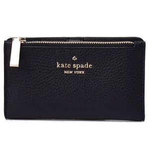 ケイトスペード 財布 katespade レザー レイラ ロゴ スモール スリム バイフォールド 二つ折り カードケース コンパクト財布 ブラック WL