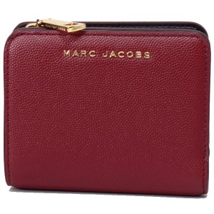 マークジェイコブス コンパクト財布 MARC JACOBS レザー ロゴ ミニ ウォレット 二つ折り コンパクト財布 ワイン M0016993