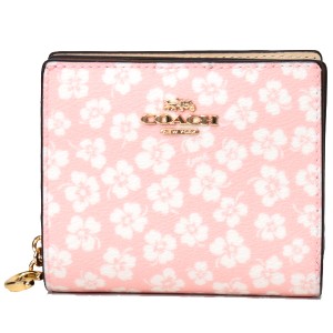 コーチ 財布 COACH レザー フローラル 花柄 スナップ ウォレット 二つ折り 財布 ピンクマルチカラー CA782