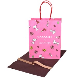 コーチ 紙袋 スヌーピー COACH ピーナッツ コラボ スヌーピー プリント ショップバッグ 純正紙袋 布袋 リボン付き ギフトキット プレゼン