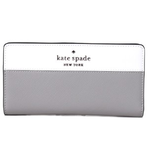 ケイトスペード 長財布 katespade サフィアーノレザー ステイシー カラーブロック ロゴ ラージ スリム バイフォールド 二つ折り カードケ