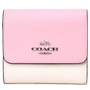 コーチ 財布 COACH レザー スモール カラーブロック トリフォールド ウォレット コンパクト 三つ折り財布 チャーク×パウダーピンクマル