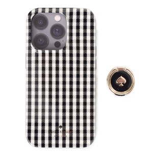 ケイトスペード iphoneケース katespade ポリウレタン リング ギンガムチェック チェック柄 スペード バンカーリング付き iPhone14pro専