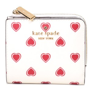 ケイトスペード 財布 katespade PVC レザー ハート プリント L字 ジップ コンパクト 二つ折り コンパクト財布 ウォレット 専用BOX付き ク