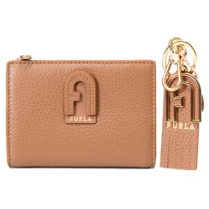 フルラ 財布 FURLA レザー ダフネ ロゴ 二つ折り コンパクト 財布 キーフォブ キーホルダー 専用BOX付 2点セット キャラメル×ぺルラ WK0