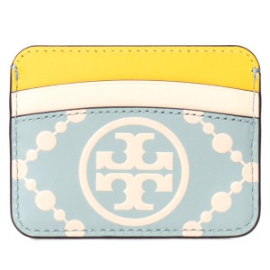 トリーバーチ カードケース TORY BURCH レザー モノグラム ロゴ 名刺入れ 定期入れ パスケース ブルーセラドン×ニュークリーム 87184