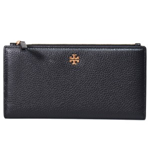 トリーバーチ 長財布 TORY BURCH レザー ブレイク スリム ウォレット 二つ折り 財布 ブラック×デボンサンド 139540