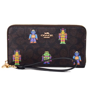 COACH コーチダブルジップポーチ長財布リストレット ダーク