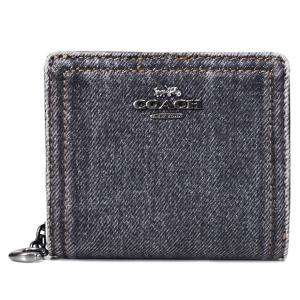 【極美品】COACH コーチ デニム 二つ折り財布　グレー COACH - COACH コーチ デニム 財布 二つ折り財布 ミニ財布 CAP07