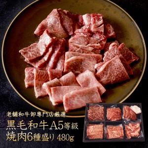 焼肉 食べ比べ 老舗和牛専門卸厳選 黒毛和牛 A5等級 焼肉 6種盛り 480g 敬老の日 ギフト 肉 送料無料 