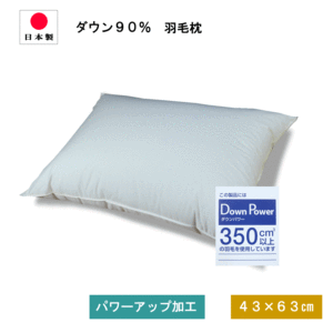 枕 安眠 人気　羽毛 枕 ホテル仕様 ホワイトダウン90％ パワーアップ加工 43×63ｃｍ うもう 枕 超長綿 1個 日本製 讃岐産 SANUKIここち