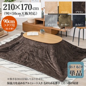 薄掛け こたつ布団 単品 幅210 奥行170cm  (長方形)  ブラウン色 全6色 アルミシート入 コタツ布団 掛布団 90×50cmこたつ用 PIQUE