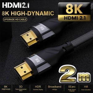 【8K・スタンダード】 HDMI ケーブル 2m 8K HDMI2.1 ケーブル 48Gbps 対応 Ver2.1 フルハイビジョン 8K/60Hz 4K/120Hz 3D UHD HDR QHD イ