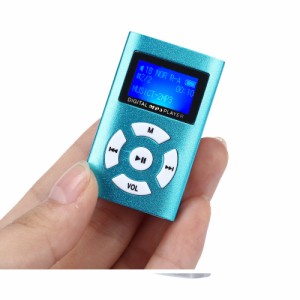 【中古品】【ブルー】長方形 液晶画面付き MP3 音楽 プレイヤー SDカード式