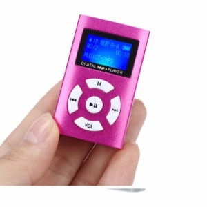 【中古品】【ピンク】長方形 液晶画面付き MP3 音楽 プレイヤー SDカード式