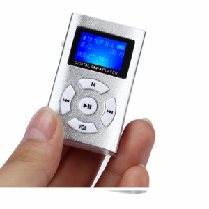 【中古品】【シルバー】長方形 液晶画面付き MP3 音楽 プレイヤー SDカード式