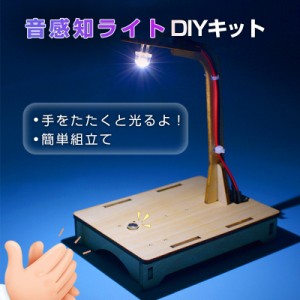 音感知センサーライト 工作キット DIYデスクライト 電気 照明 子供 木 小学生 サウンド テーブルランプ LED おもちゃ 実験 組み立て 簡単