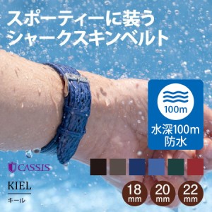 時計ベルト 時計 ベルト シャークスキン 水深100m 防水 CASSIS カシス KIEL キール U1098037 バンド 時計バンド