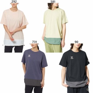 ヒュンメル メンズ レディース HMPウーブンミックス Tシャツ フィットネス トレーニングウェア トップス 半袖Tシャツ ブラック 黒 ネイビ