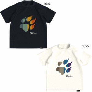 ジャックウルフスキン ジュニア キッズ JP TATZE2.0 T K V2 アウトドアウェア 半袖Tシャツ トップス 抗菌防臭 ホワイト 白 ブルー 青 送