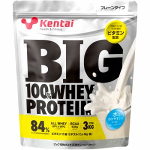 3kg 大容量 徳用サイズ ケンタイ メンズ レディース BIG100% ホエイプロテイン プレーンタイプ たんぱく質 ビタミン ミネラル BCAA 栄養