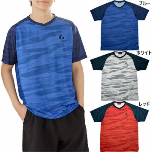 ルーセント メンズ レディース ゲームシャツ 襟なし テニス バドミントンウェア トップス 半袖 ホワイト 白 ブルー レッド 青 赤 送料無