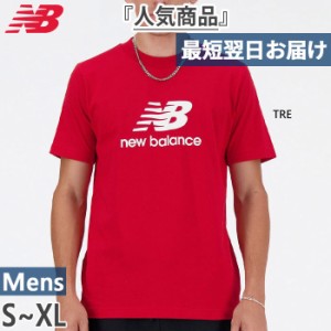 ニューバランス メンズ Stacked Logo ショートスリーブTシャツ 半袖Tシャツ トップス カジュアルウェア トレーニング ホワイト 白 ブラッ