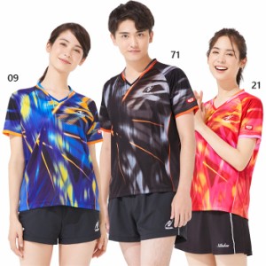 ニッタク メンズ レディース ジュニア スカイレーザーシャツ SKYLASER SHIRT 卓球ウェア ユニフォーム トップス 半袖 Vネック ブラック 