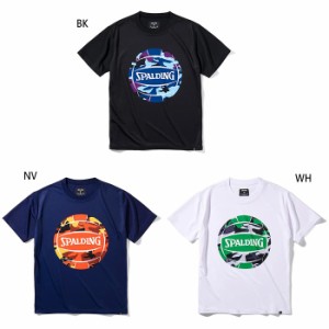 スポルディング メンズ レディース バレーボールTシャツ マルチカモボール バスケットボールウェア トップス ホワイト 白 ブラック 黒 ネ