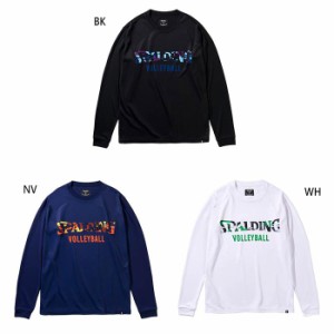 スポルディング メンズ レディース バレーボールL/S Tシャツマルチカモロゴ バレーボールウェア トップス 長袖 吸汗速乾 UVカット ホワイ