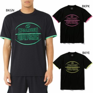 スポルディング メンズ レディース Tシャツ ストリートファントム ボール バスケットボールウェア トップス 半袖Tシャツ イエロー ピンク