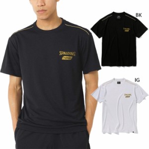スポルディング メンズ レディース Tシャツ ゴールドハイライト バスケットボールウェア トップス 半袖Tシャツ ブラック 黒 グレー 灰色 