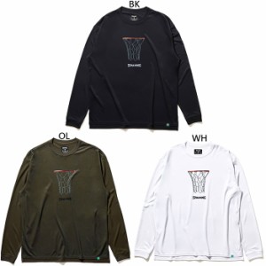 スポルディング メンズ レディース ロングスリーブ Tシャツ チェーンフープ バスケットボールウェア トップス 長袖Tシャツ ホワイト 白 