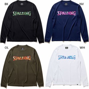 スポルディング メンズ レディース ロングスリーブ Tシャツ デジカモロゴ バスケットボールウェア トップス 長袖Tシャツ ホワイト 白 ブ